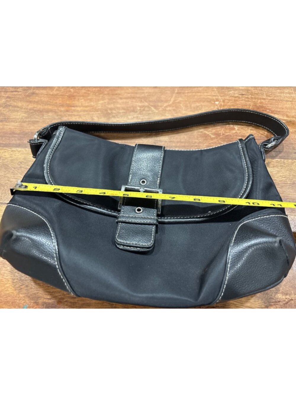 Victorias Secret Black ShoulderHand Bag Faux Leather Accents & Buckle Detail - Picture 8 of 8
